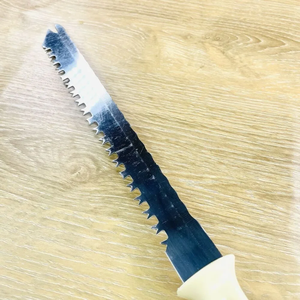Vintage Quikut Quikkle Knife Stainless 2 Edge Serrated Cross Cut Edge 9.5 inch